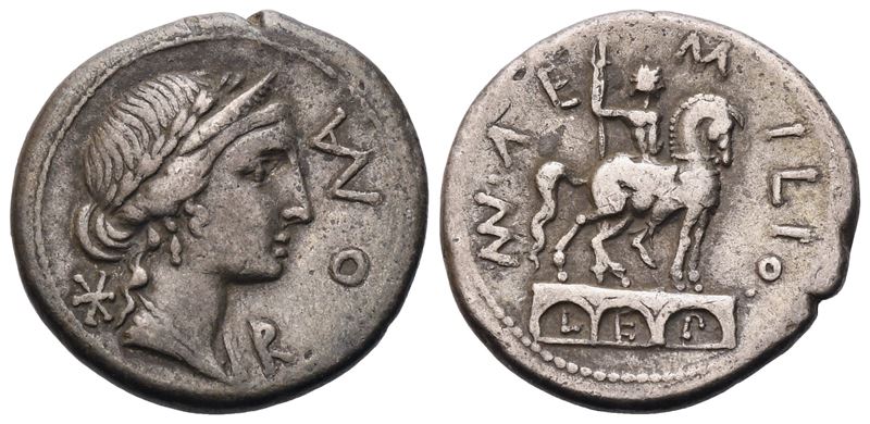 Mn. Aemilius Lepidus, Denarius, Rome, 114 Or 113 Bc; Ar (3,88 G; 18,9 MM; 8 H)