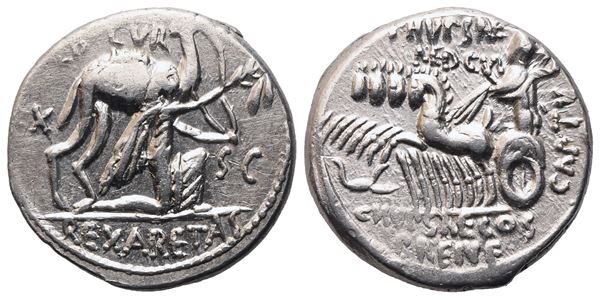 M. Aemilius Scaurus and P. Plautius Hypsaeus, Denarius, 58 BC; AR (4,13 g; 17,7 mm; 5 h)