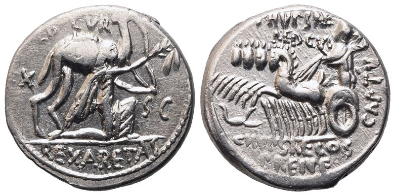 M. Aemilius Scaurus And P. Plautius Hypsaeus, Denarius, 58 Bc; Ar (4,13 G; 17,7 MM; 5 H)