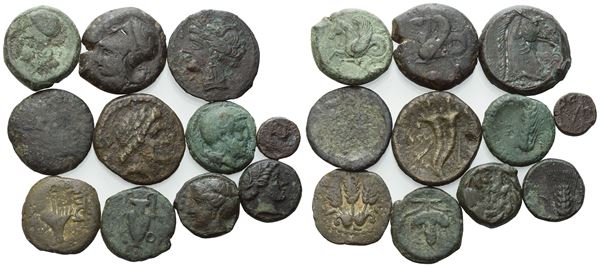  Lot of 11 Æ coins to be catalogued. Lot sold as is, no returns.