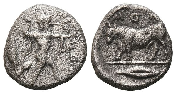 Northern Lucania, Poseidonia, c. 470-400. AR Triobol (11 mm, 1.16 g).  - Auction GREEK & ROMAN PROVINCIAL COINS AND NUMISMATIC LITERATURE Including a wide selection of Alexandrian Coins from the Dattari Collection - Bertolami Fine Art - Prague