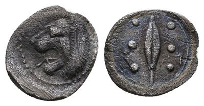 Sicily, Leontinoi, C. 455-430. Ar Hemilitron (9 MM, 0.30 G).