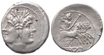 Anonymous, Quadrigatus, 215 Bc (?); Ar (5,88 G; 20,9 MM; 9 H)