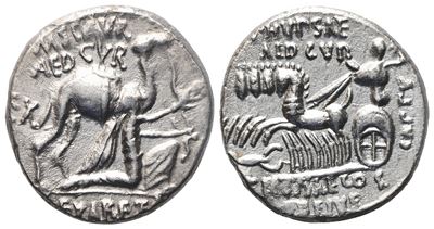 M. Aemilius Scaurus And P. Plautius Hypsaeus, Denarius, 58 Bc; Ar (3,55 G; 17 MM; 7 H)