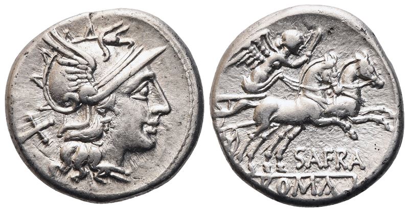 Spurius Afranius, Denarius, 150 Bc; Ar (3,88 G; 18,1 MM; 10 H)