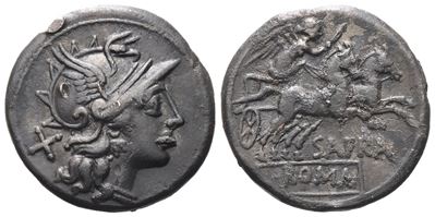 Sp. Afranius, Denarius, 150 Bc; Ar (3,86 G; 18,3 MM; 11 H)
