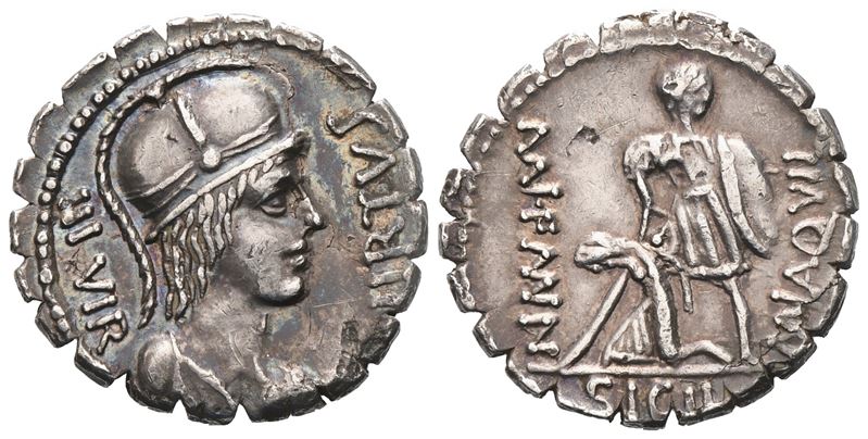 Mn. Aquillius, Denarius serratus, 71 BC; AR (3,85 g; 18,8 mm; 6 h)