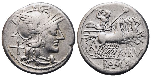 T. Annius (or Aurelius) Rufus, Denarius, 144 BC; AR (3,89 g; 20,3 mm; 9 h)