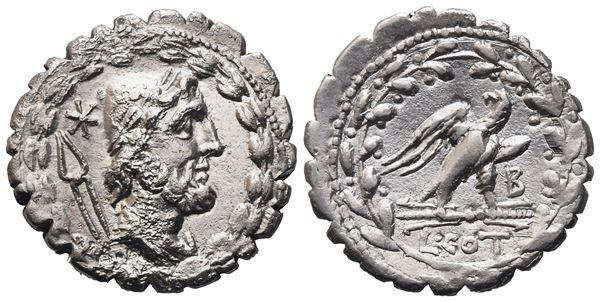 L. Aurelius Cotta, Denarius serratus, 105 BC; AR (3,81 g; 19,3 mm; 12 h)