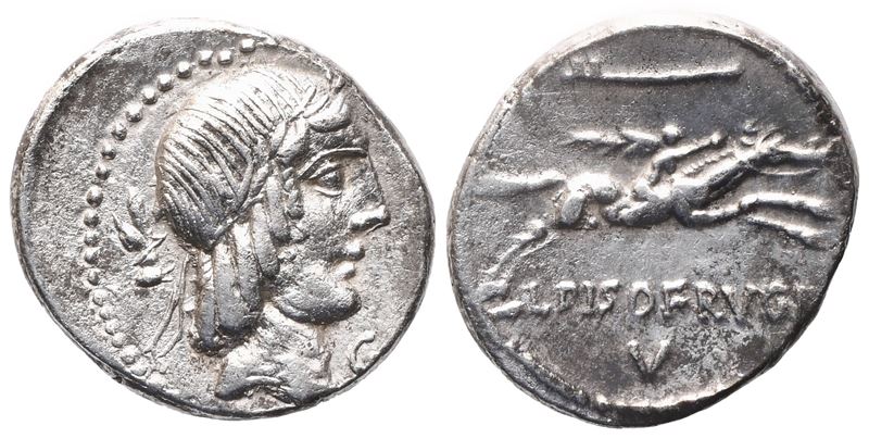L. Calpurnius Piso Frugi, Denarius, 90 Bc; Ar (3,98 G; 18 MM)