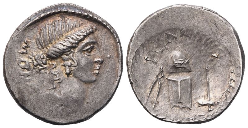 T. Carisius, Denarius, 46 Bc; Ar (3,75 G; 18,8 MM; 5 H)