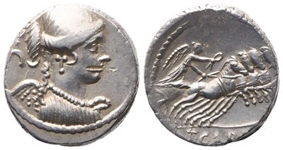 T. Carisius, Denarius, 46 Bc; Ar (4,19 G; 16,7 MM)