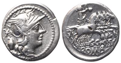 C. Cassius, Denarius, 126 Bc; Ar (3,84 G; 18,6 MM; 12 H)