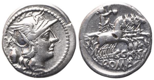 C. Cassius, Denarius, 126 BC; AR (3,84 g; 18,6 mm; 12 h)