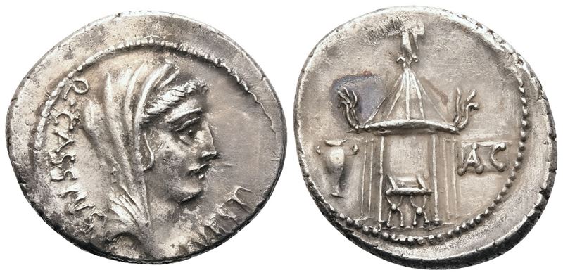 Q. Cassius Longinus, Denarius, Rome, 55 BC; AR (3,91 g; 20,2 mm; 4 h)
