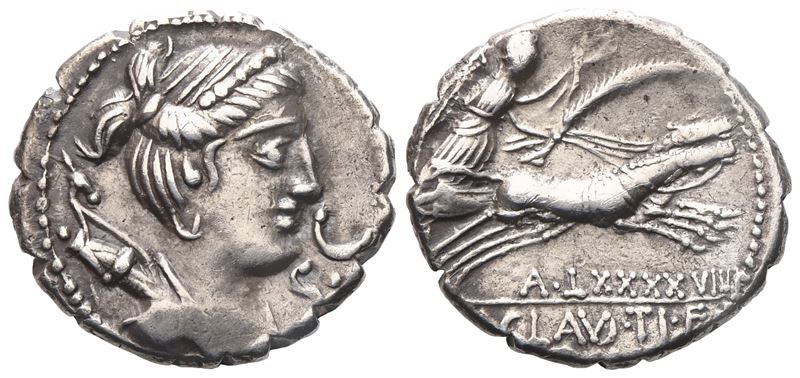 Ti. Claudius Nero, Denarius serratus, 79 BC; AR (4,09 g; 18,3 mm; 6 h)