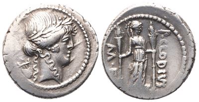 P. Clodius Turrinus, Denarius, 42 Bc; Ar (4,05 G; 19 MM; 9 H)
