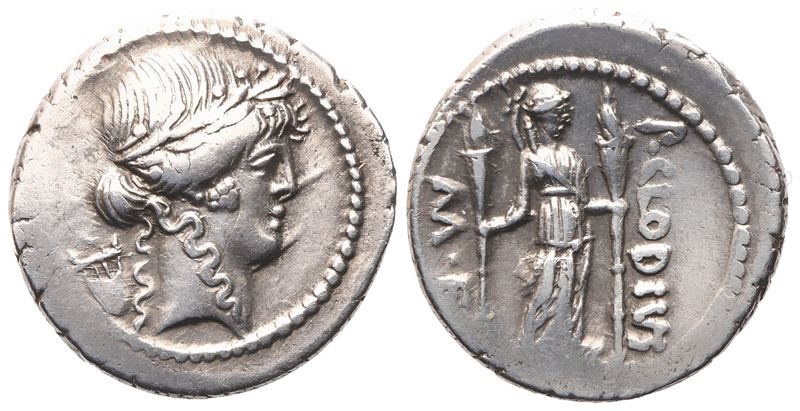 P. Clodius Turrinus, Denarius, 42 Bc; Ar (4,05 G; 19 MM; 9 H)