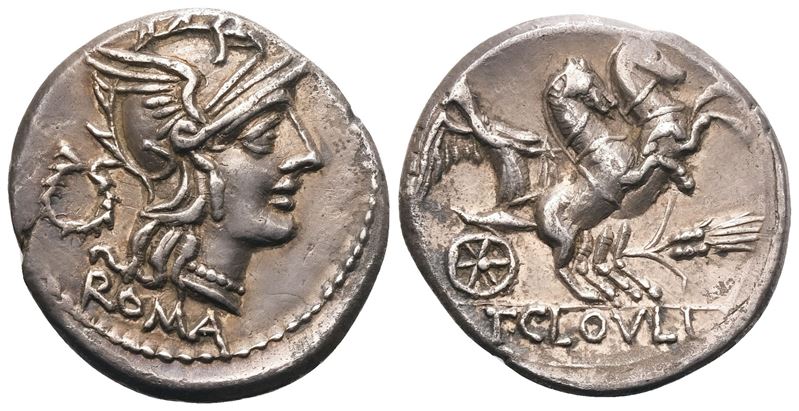 T. Cloelius, Denarius, Rome, 128 BC; AR (3,90 g; 19,5 mm; 3 h)