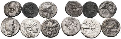 Lot Of Of 6 Roman Republican Ar Coins