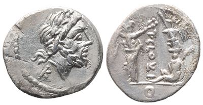 T. Cloulius (or Cloelius), Quinarius, 98 Bc; Ar (1,64 G; 16 MM; 8 H)