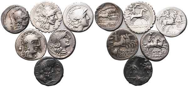 Lot of 6 Roman Republican denarii