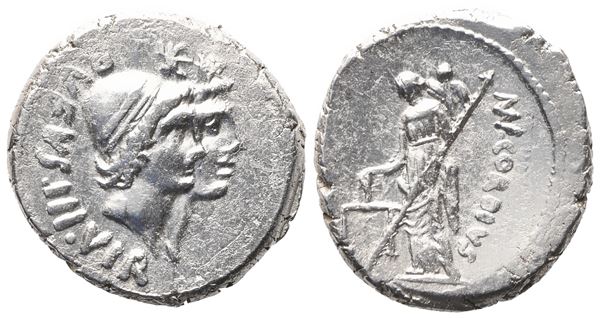 Mn. Cordius Rufus, Denarius, 46 BC; AR (4,10 g; 17,6 mm; 7 h)  - Auction RES PVBLICA - Bertolami Fine Art - Prague