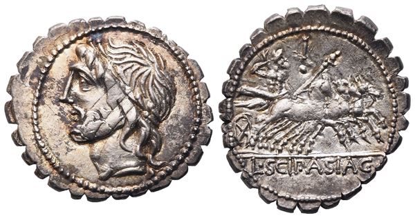L. Scipio Asiagenus, Denarius, 106 BC; AR (4 g; 20,8 mm; 2 h)