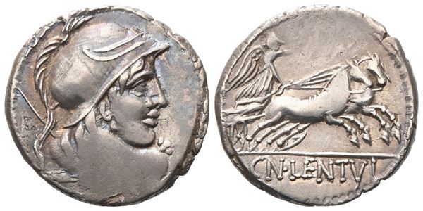 Cn. Cornelius Lentulus Clodianus, Denarius, 88 BC; AR (3,77 g; 18 mm; 6 h)
