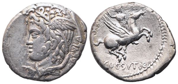 L. Cossutius Sabula, Denarius, 72 BC; AR (3,46 g; 18,7 mm; 6 h)