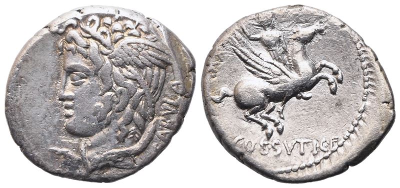 L. Cossutius Sabula, Denarius, 72 Bc; Ar (3,46 G; 18,7 MM; 6 H)