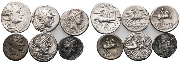 Lot of 6 Roman Republican AR coins