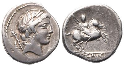 P. Crepusius, Denarius, 82 Bc; Ar (3,45 G; 17,3 MM; 3 H)