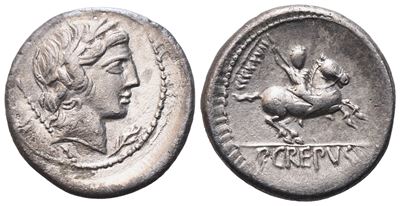 P. Crepusius, Denarius, 82 Bc; Ar (3,53 G; 18,7 MM; 1 H)