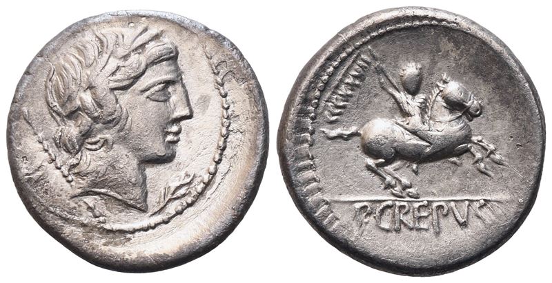 P. Crepusius, Denarius, 82 Bc; Ar (3,53 G; 18,7 MM; 1 H)
