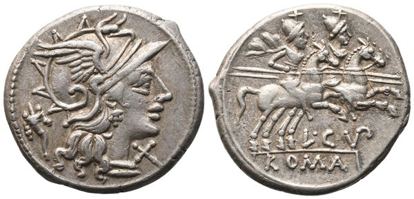 L. Cupiennius, Denarius, 147 BC; AR (3,49 g; 19,5 mm; 1 h)