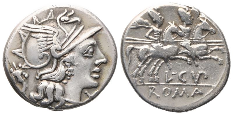 L. Cupiennius, Denarius, 147 Bc; Ar (3,60 G; 18,8 MM)