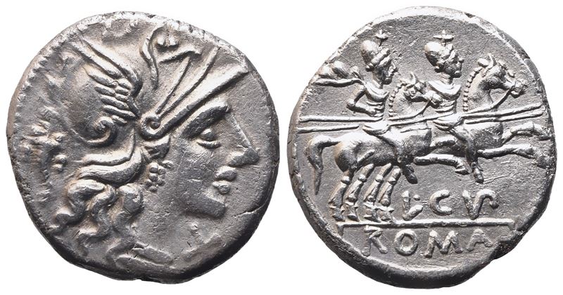 L. Cupiennus, Denarius, 147 Bc; Ar (3,80 G; 18,4 MM; 1 H)