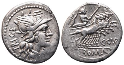 C. Curiatius Trigeminus, Denarius, 142 Bc; Ar (3,77 G; 20,1 MM; 11 H)