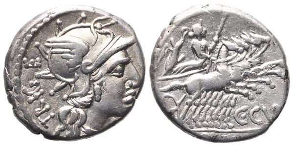C. Curiatius Trigeminus, Denarius, 142 BC; AR (4,03 g; 18,3 mm; 6 h)