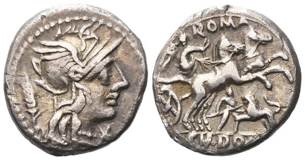 Cn. Domitius Ahenobarbus, Denarius, 128 BC; AR (3,75 g; 17,8 mm; 9 h)