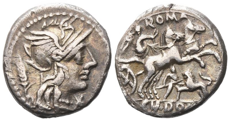 Cn. Domitius Ahenobarbus, Denarius, 128 Bc; Ar (3,75 G; 17,8 MM; 9 H)