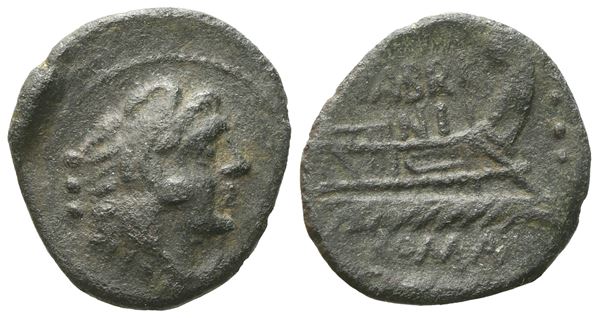 M. Fabrinius, Quadrans, 132 BC; Æ (2,15 g; 17,3 mm; 9 h)