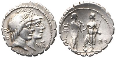 Q. Fufius Calenus And P. Mucius Corus, Denarius Serratus, 70 Bc; Ar (4 G; 19,8 MM; 5 H)