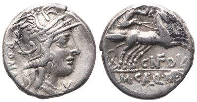 M. Calidius, Q. Metellus, Cn. Fulvius, Denarius, 117-116 Bc; Ar (3,79 G; 18 MM)