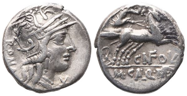 M. Calidius, Q. Metellus, Cn. Fulvius, Denarius, 117-116 BC; AR (3,79 g; 18 mm)