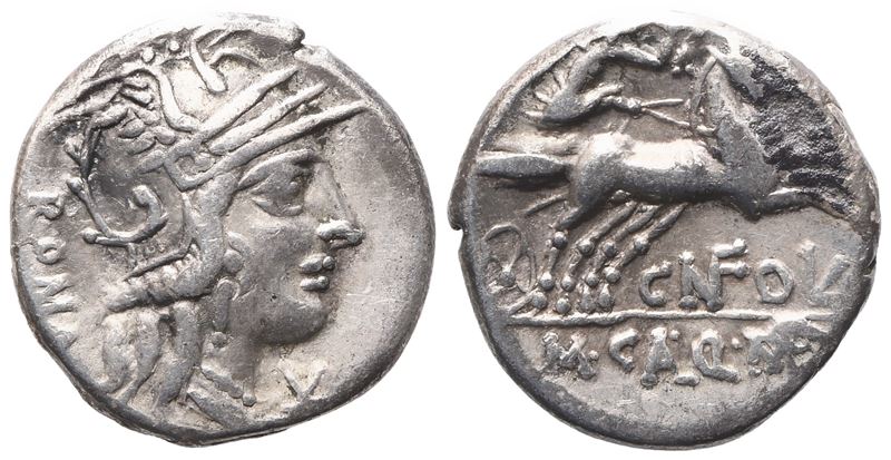 M. Calidius, Q. Metellus, Cn. Fulvius, Denarius, 117-116 Bc; Ar (3,79 G; 18 MM)