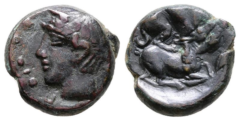 Sicily, Piakos, C. 420-400 Bc. Æ Tetras Or Trionkion (13 MM, 2.58 G).