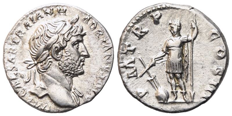 Hadrian (117–138), Denario romano, Roma, 124 d.C.