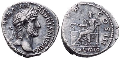 Hadrian (117-138), Denarius, Rome, 123; Ar (3,50 G; 17,7 MM; 6 H)